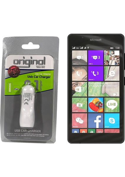 Nokia Lumia 540 Araç Şarj Cihazı Hızlı Şarj Özellikli Adaptör