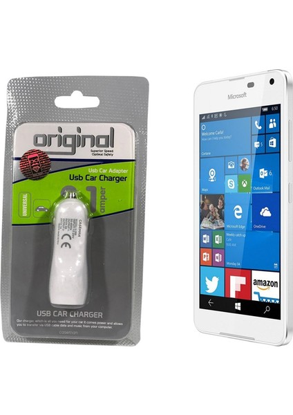 Nokia Lumia 650 Araç Şarj Cihazı Hızlı Şarj Özellikli Adaptör