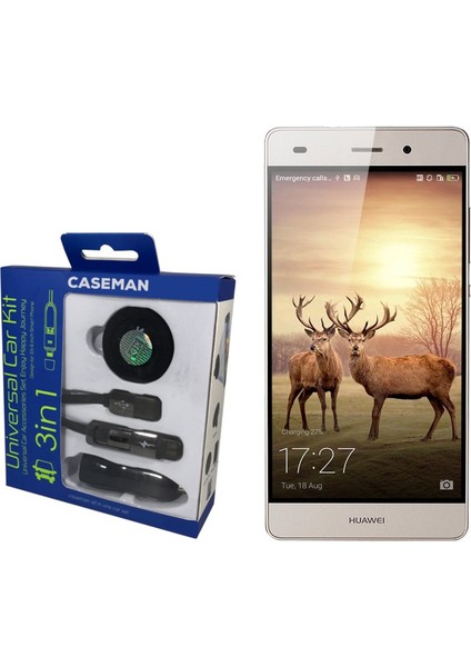 Huawei P8 Araç Şarj Cihazı + Telefon Tutucu + Kablo 3in1 Araç Kiti