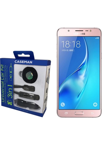 Samsung J7 2016 Araç Şarj Cihazı + Telefon Tutucu + Kablo 3in1 Araç Kiti