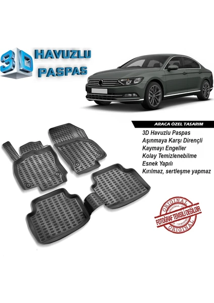 Volkswagen Passat B8 3D Havuzlu Paspas A+Plus