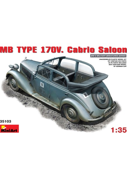 1/35 Ölçek Plastik Maket, Mercedes Benz Typ 170V Cabrio Saloon