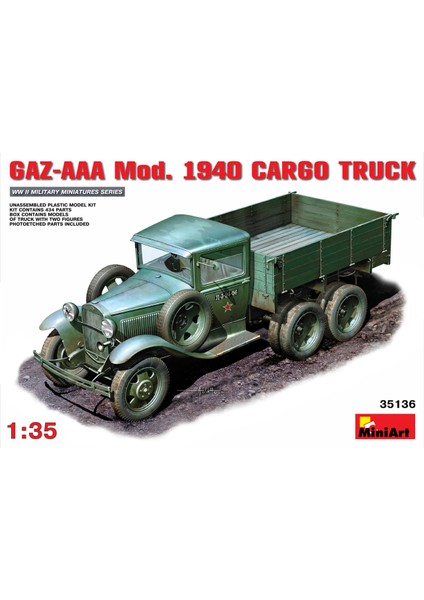 1/35 Ölçek Plastik Maket, Gaz-Aaa Kargo Kamyonu, 1940 Model