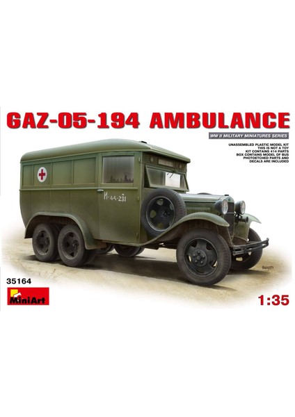 1/35 Ölçek Plastik Maket, Gaz-05-194 Ambulans