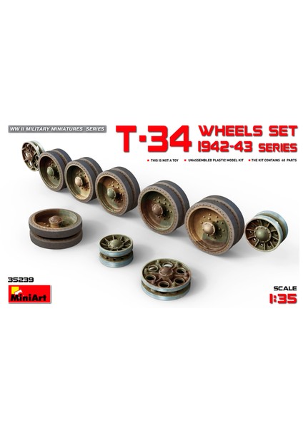 1/35 Ölçek Plastik Maket, T-34 1942-43 Serisi Tekerlek Seti