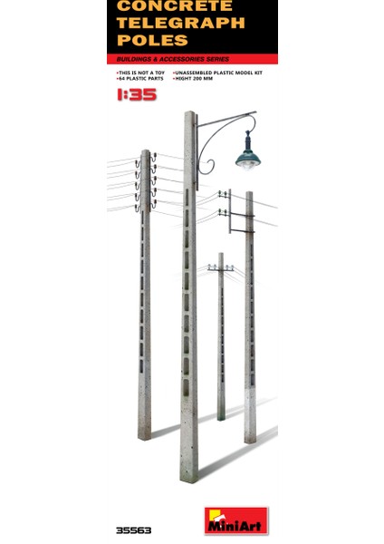 1/35 Ölçek Plastik Maket, Beton Telgraf Direkleri