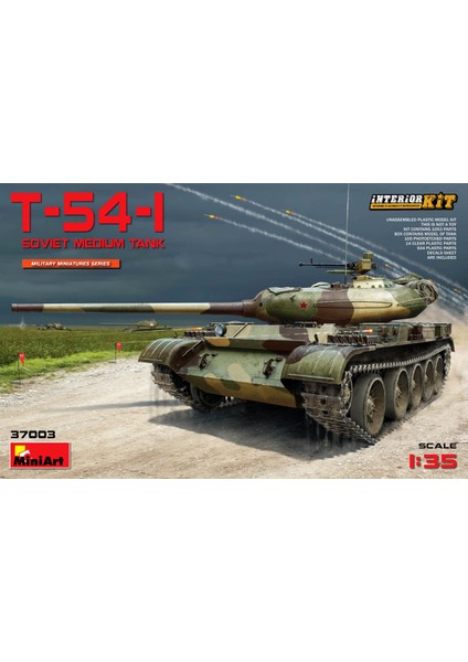 1/35 Ölçek Plastik Maket, T-54-I Sovyet Orta Tank İç Yapısıyla