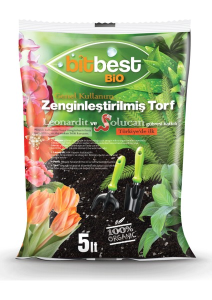 Solucan Gübresi ve Leonardit Katkılı Torf (Bitki Toprağı) 10 L