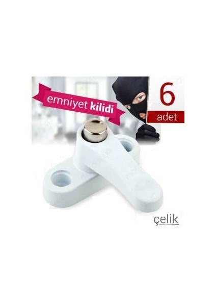 Pvc Kapı Pencere Emniyet Kilidi - Pimapen Kilidi - ÇELİK - 6 Adet