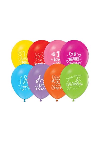 I Love You Baskılı Balon 100 Adet