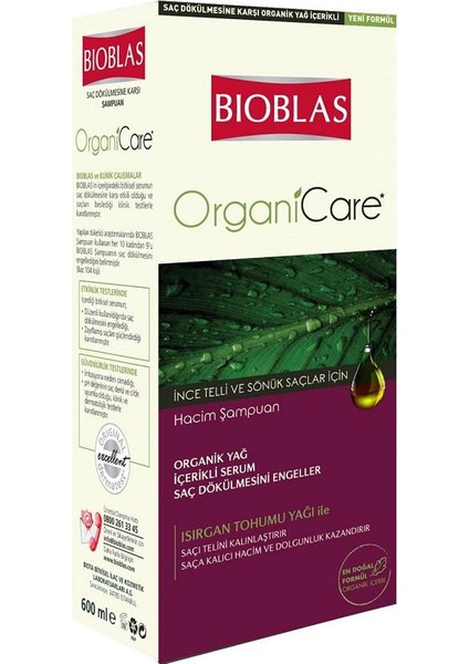 Bıoblas Şampuan Organicare İnce Zayıf Saçlar 600 Ml