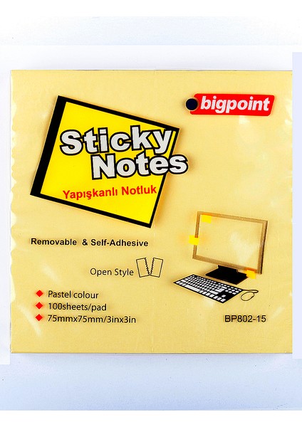 Yapışkanlı Not Kağıdı 75X75 Sarı