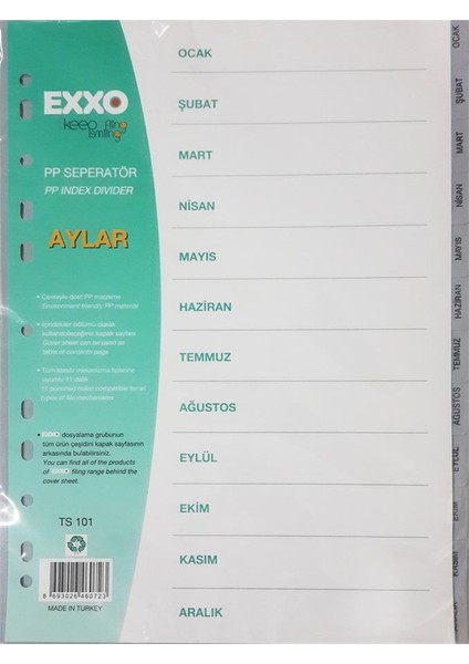Ocak - Aralık (Aylar) Separatör