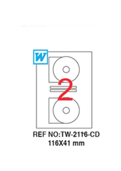 116X41 Mm Laser Etiket Tw-2116