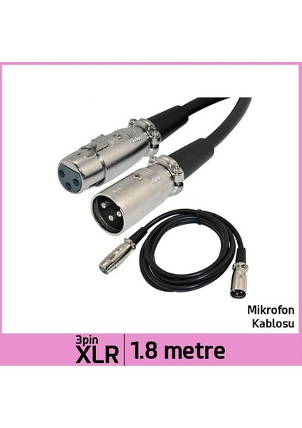 Xlr 3 Pin Mikrofon Ses Uzatma Kablosu - 1,8M