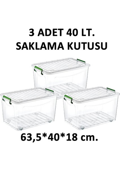 Maksi Saklama Kutusu Tekerli 40 Lt.3 Adet