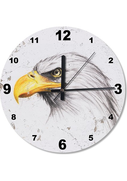 Sarı Gagalı Kara Kartal Baskılı Duvar Saati