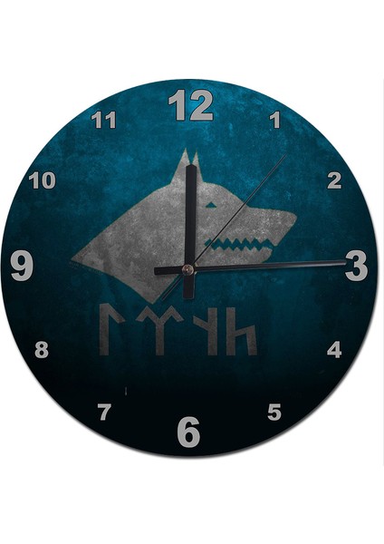 Matal Zemide Kurt Başı Eski Türkçe Desenli Duvar Saati