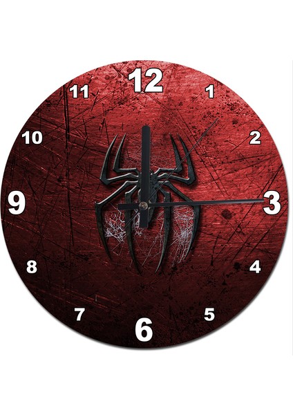 Metal Zeminde Örümcek Adam Logo Tasarım Duvar Saati