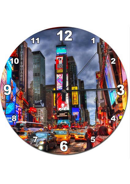 New York Şehri Akarlı Duvar Saati