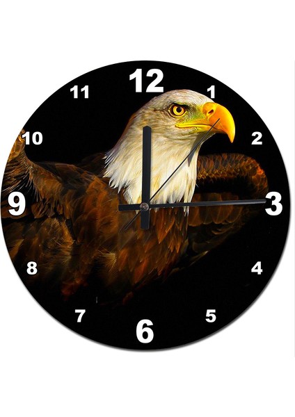 Beyaz Başlı Boz Kartal Baskılı Duvar Saati