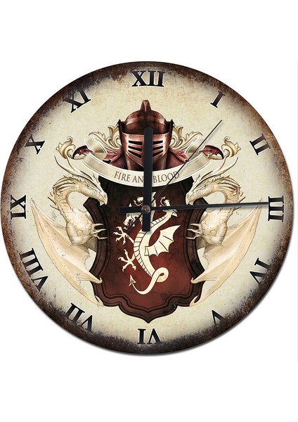 Fire And Blood Rama Rakamlı Şekilli Duvar Saati