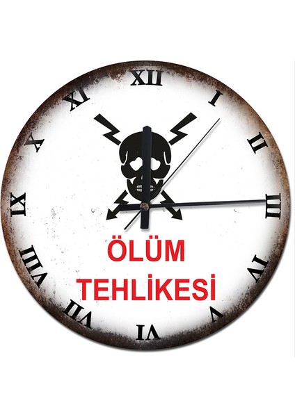 Roma Rakamlı Ölüm Tehlikesi Baskılı Duvar Saati