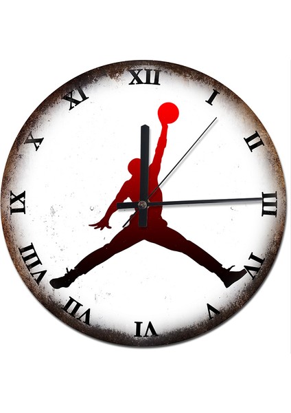 Nba Jordan Basket Roma Rakamlı Desenli Duvar Saati