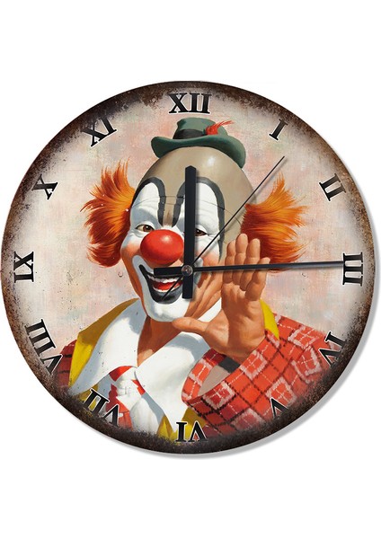 Tablomega Roma Rakamlı Palyaço Akarlı Duvar Saati