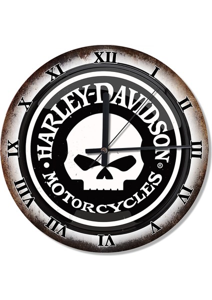 Harley Davidson Logo Şekilli Duvar Saati