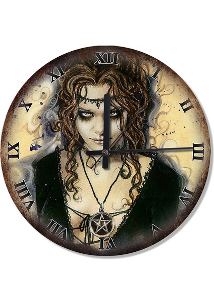 Cadı Victoria Frances Roma Rakamlı Desenli Duvar Saati