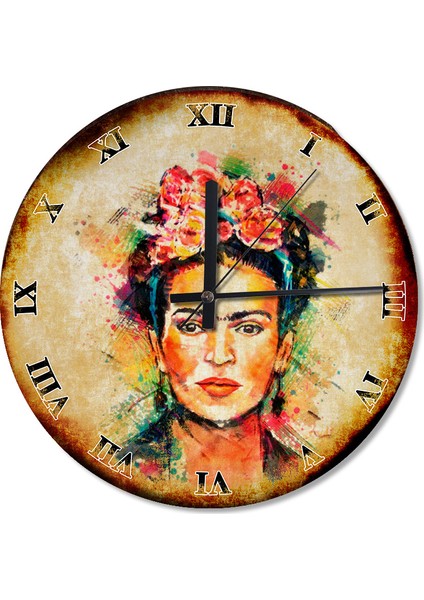 Frida Kahlo Roma Rakamlı Baskılı Duvar Saati