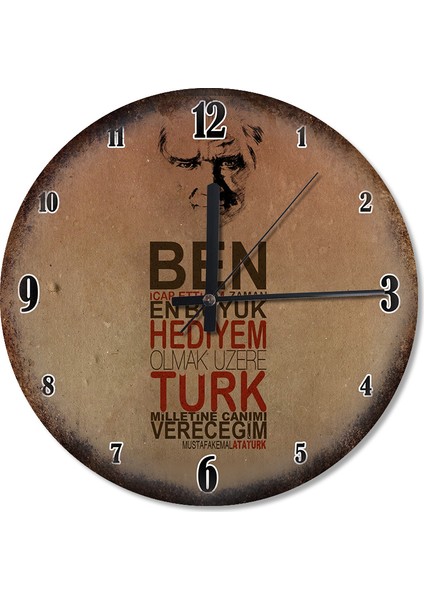 Atatürk Sözü Ve Resmi Dekoratif Duvar Saati
