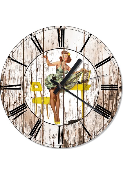 Gil Elvgren Asker Yolu Beklerken Baskılı Duvar Saati