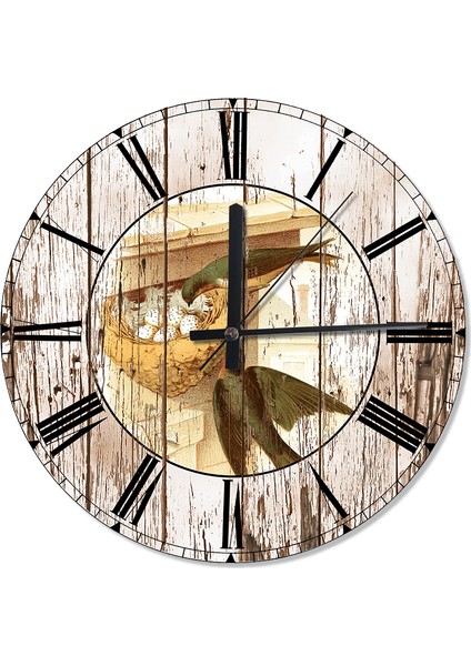 Kırlangıçlar Ailesi Ve Yuvası Şekilli Duvar Saati