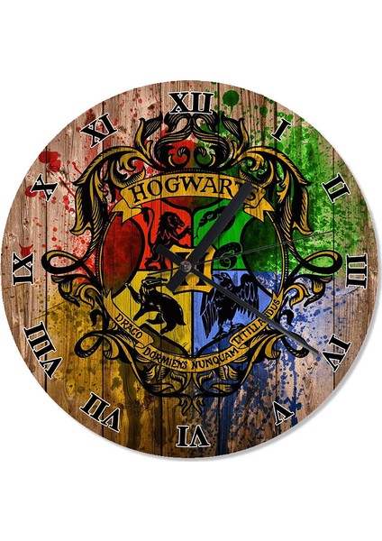 Harry Potter Hogwarts Baskılı Duvar Saati