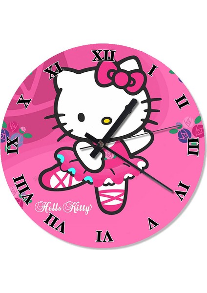 Hello kitty Pembe Duvar Saati