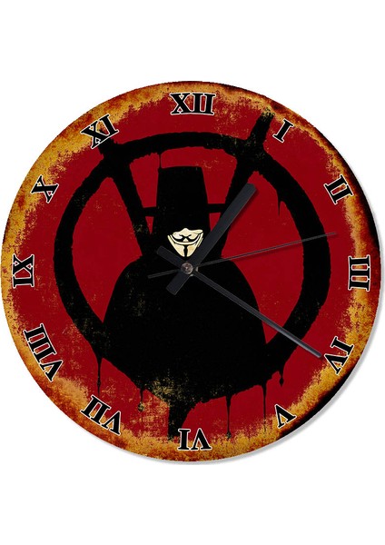 V For Vendetta Retro Duvar Saati