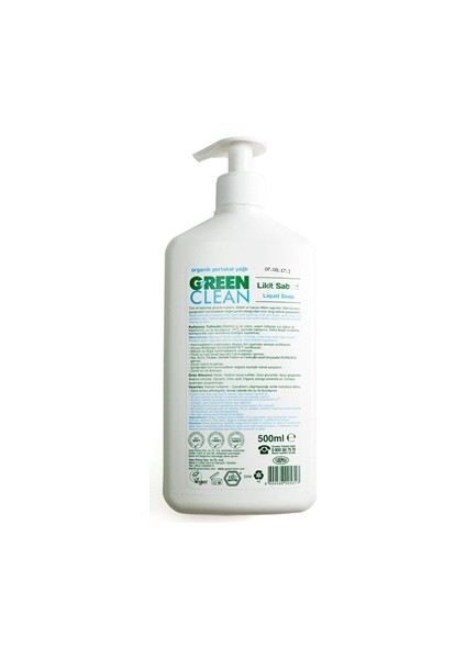 Green Clean Organik Sıvı Sabun Portakallı 500 Ml.