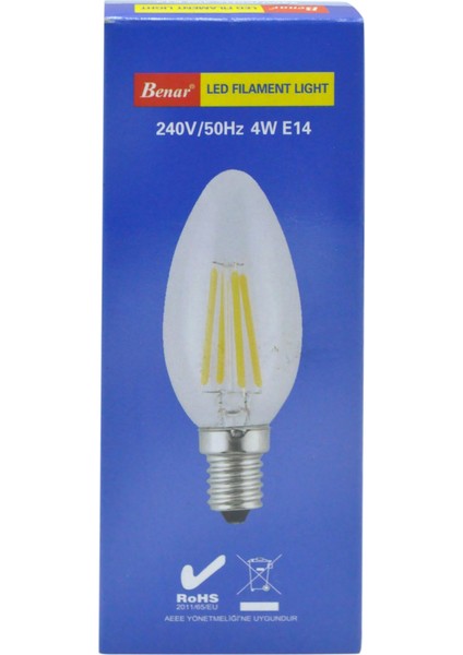 4W Led Filament Rustik Mum Ampul (Sarı Işıkı) E14