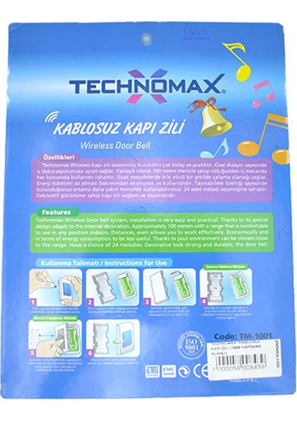 Uzaktan Kumandalı Kapı Zili (100M Kapsama Alanlı)
