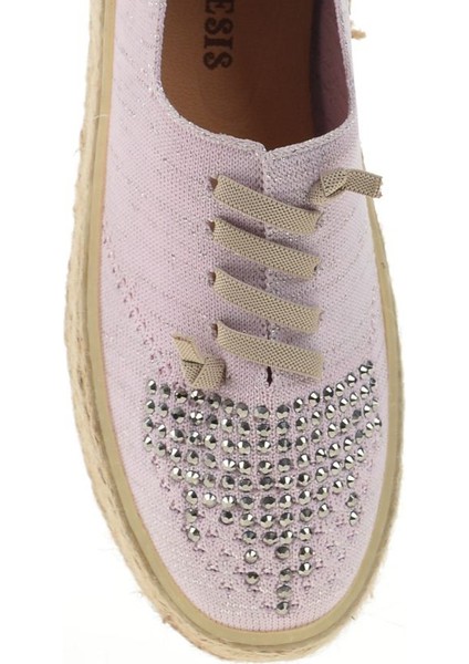 Casual Ayakkabı Pembe Taşlı Tekstil