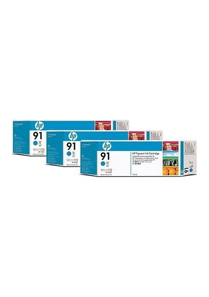 91 C9483A Mavi 3Lü Paket Plotter Kartuşu