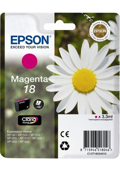 18 T18034020 Kırmızı Kartuş Xp-202 / Xp-205 / Xp-305 / Xp-405