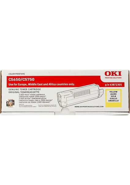 C5650 / C5750 43872321 Sarı Toner