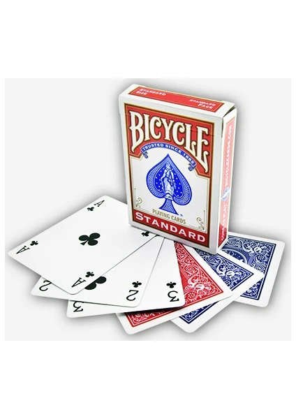 Bicycle Standart Poker İskambil Oyun Kağıdı (4 Tarafı Yazılı Oyun Kartı Kırmızı)