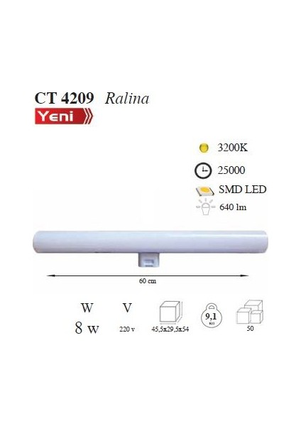 Ct-4209 8 Watt (60Watt) Ralina Led Ampul