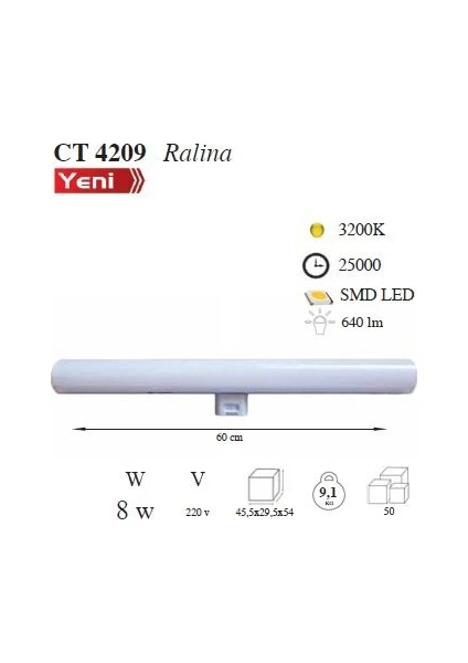 Ct-4209 8 Watt (60Watt) Ralina Led Ampul