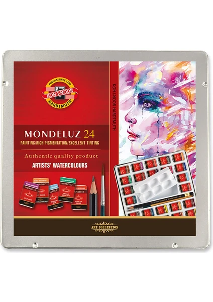 Koh-İ Noor Mondeluz Art Collection Metal Kutulu 24 Renk Sulu Boya