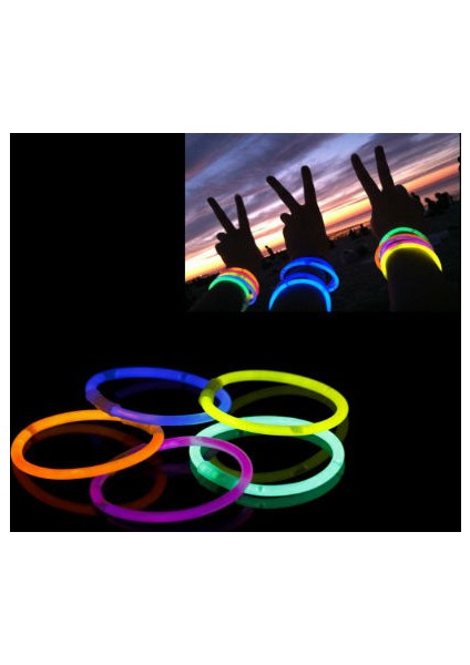 10 Adet Glow Stick Bracelet Fosforlu Kırılan Çubuk Bileklik